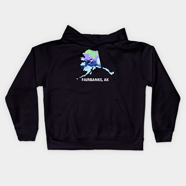 Fairbanks, AK Kids Hoodie by A Reel Keeper